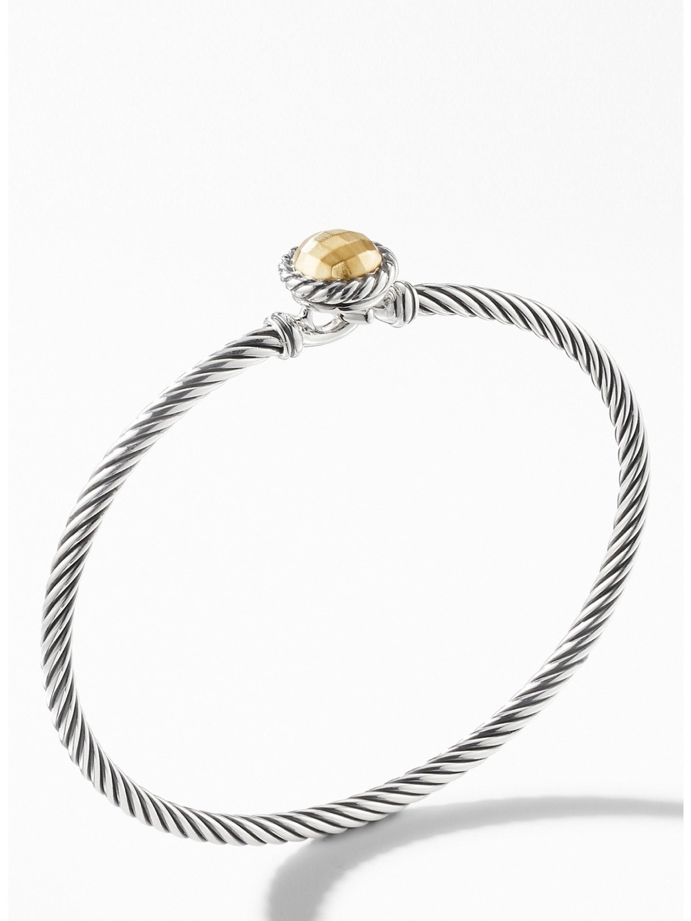 David Yurman Petite Silver Cable Bracelet in Sterling Silver with 18K gold dome